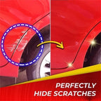 Arenzza Nano Car Scratch Spray applied to a car's surface, showcasing its easy wipe-on formula for fading scratches and restoring shine.