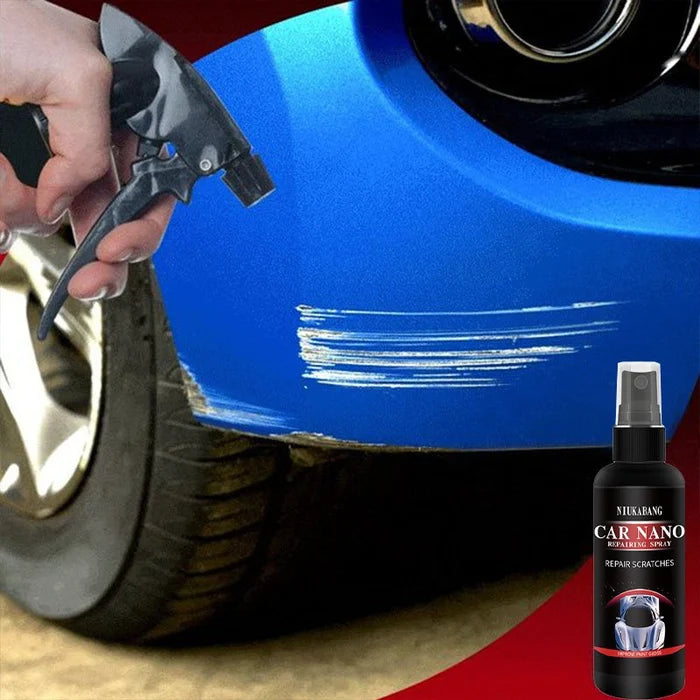 Arenzza Nano Car Scratch Spray bottle, easy wipe-on formula for restoring car paint and fading scratches quickly.