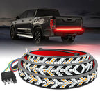 Arenzza waterproof LED tailgate bar strip installed on a truck for enhanced visibility and stylish lighting.