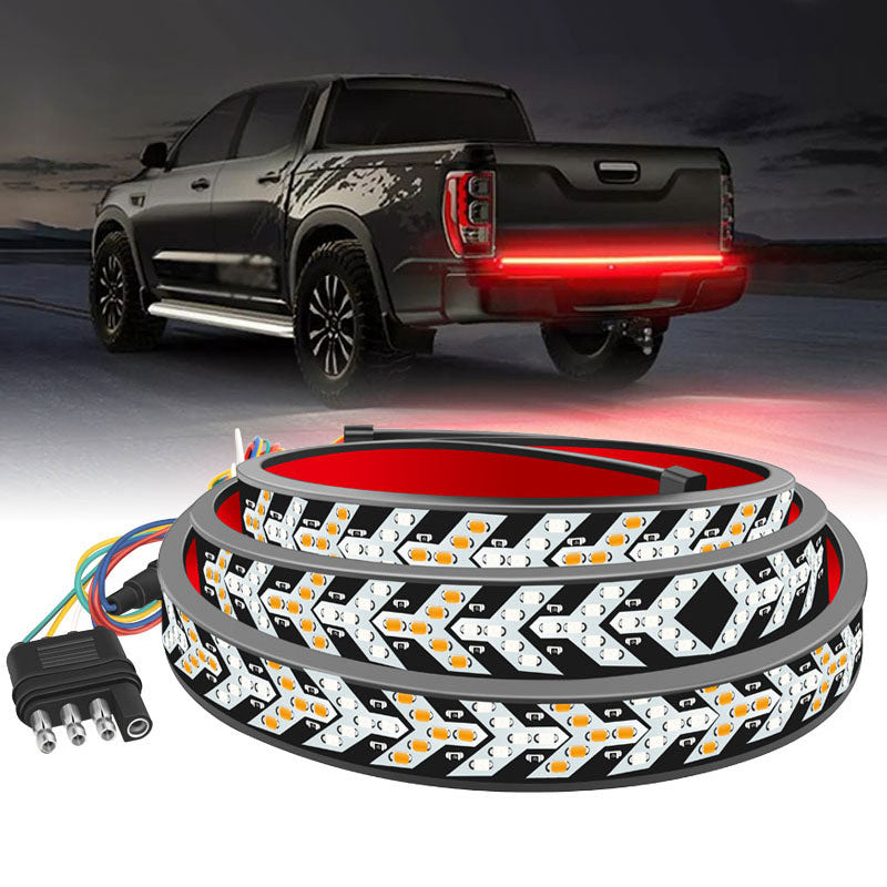 Arenzza waterproof LED tailgate bar strip installed on a truck for enhanced visibility and stylish lighting.