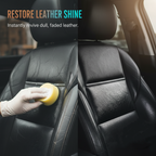 Arenzza multi-purpose leather restorer and conditioner for car accessories, showing the product bottle and application tools.