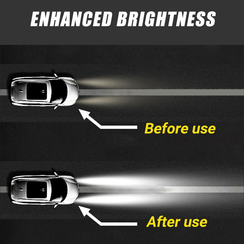 Arenzza car headlight restoration spray in a spray bottle, designed to restore and polish cloudy or foggy headlights.