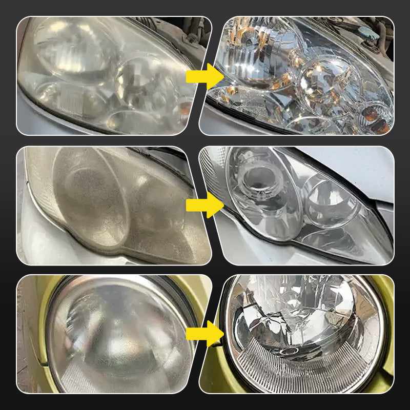Arenzza car headlight restoration spray bottle, showing the product and application spray nozzle for efficient headlight cleaning.