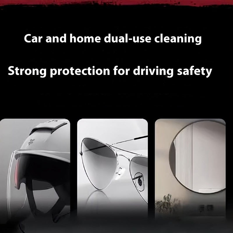 Arenzza interior glass anti-fog spray bottle for car and home, shown with spray nozzle and clear glass surface.