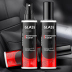 Arenzza interior glass anti-fog spray for car and home, showing a spray bottle and a fog-free glass surface.