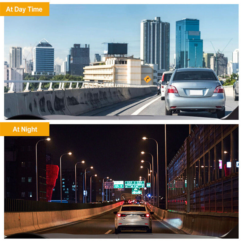 Arenzza three-camera dash cam set showing front, interior, and rear HD cameras for cars, capturing clear footage from multiple angles.