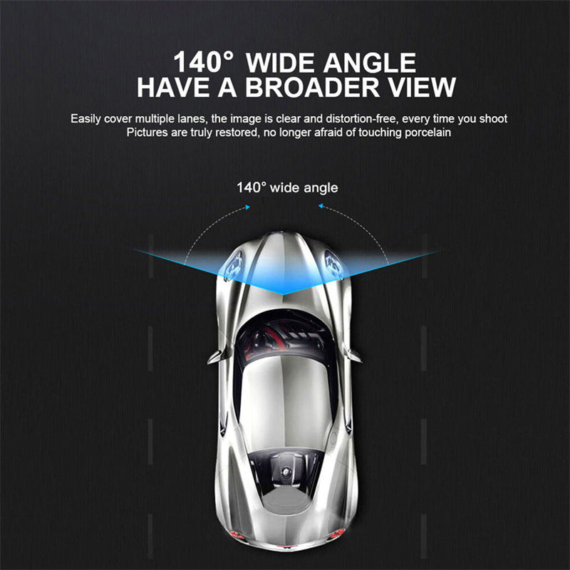 Arenzza 1080P HD dash cam with three cameras for front, interior, and rear view mounted inside a car.