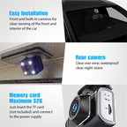 Arenzza 3-camera dash cam system with front, interior, and rear cameras capturing HD 1080P footage for cars.