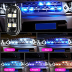 Arenzza portable car LED warning light with remote control, showing bright red and yellow flashing lights for roadside safety.