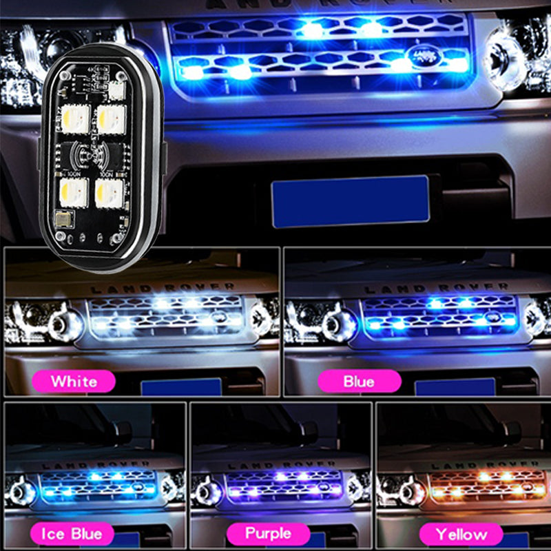 Arenzza portable car LED warning light with remote control, showing bright red and yellow flashing lights for roadside safety.