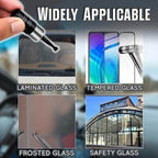 Arenzza Cracks Gone Glass Repair Kit for cars, shown with repair tools and glass surface for crack fixing.