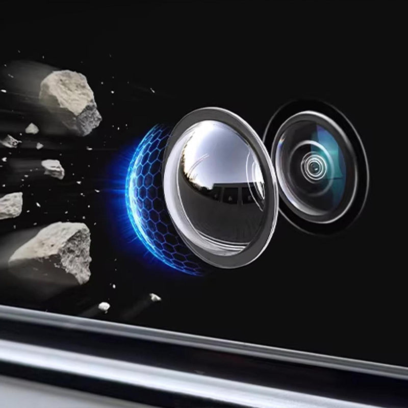Arenzza car camera lens protector installed on a vehicle, showcasing clear, durable protection for car accessories.