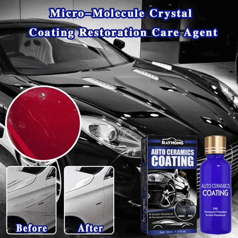 Arenzza Micro-Molecule Crystal Coating Restoration Care Agent in a bottle, designed for car accessories and surface protection.