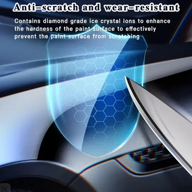 Arenzza Micro-Molecule Crystal Coating Restoration Care Agent for cars, in a clear bottle with a spray nozzle, on a white background.