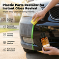 Arenzza Car Plastic Parts Crystal Coating Restorer showing a close-up of a shiny, restored automotive plastic surface with a smooth finish.
