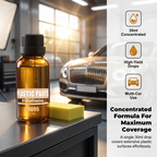 Arenzza Car Plastic Parts Crystal Coating Restorer showing a close-up of a shiny plastic car accessory part.