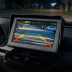 Arenzza dual-view car screen with HD display, showing entertainment content mounted inside a vehicle for on-the-road entertainment.