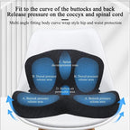 Arenzza non-slip memory foam seat cushion with breathable mesh for car, office, or wheelchair, providing sciatica relief and universal fit.