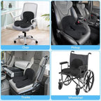 Arenzza non-slip memory foam seat cushion with breathable mesh, designed for car, office, and wheelchair comfort.
