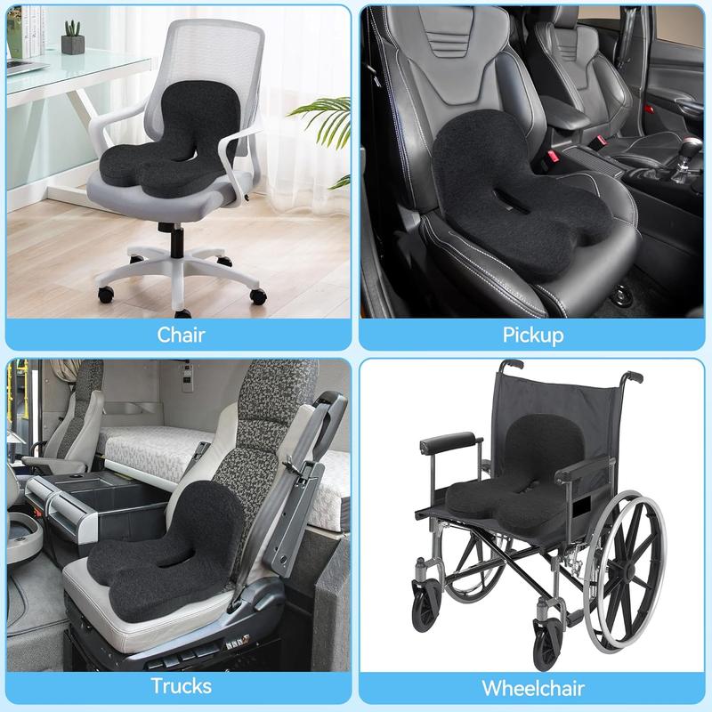Arenzza non-slip memory foam seat cushion with breathable mesh, designed for car, office, and wheelchair comfort.