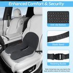 Arenzza non-slip memory foam seat cushion with breathable mesh, designed for car, office, and wheelchair use for sciatica relief.