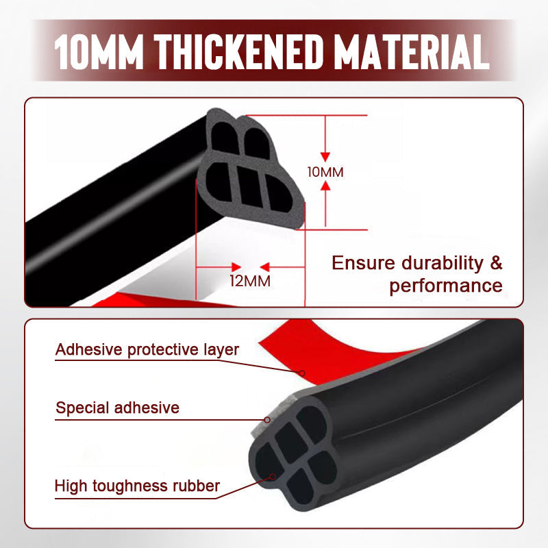 Arenzza car noise reduction dust-proof rubber seal strip installed on a vehicle door edge, showcasing its sealing and protective features.