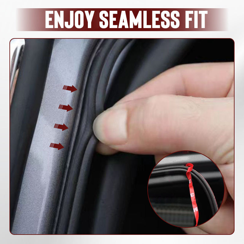 Arenzza car noise reduction and dust-proof rubber seal strip installed on vehicle door edge, showcasing its fit and durable material.