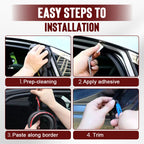 Arenzza car noise reduction dust-proof rubber seal strip installed on a vehicle door for soundproofing and dust prevention.