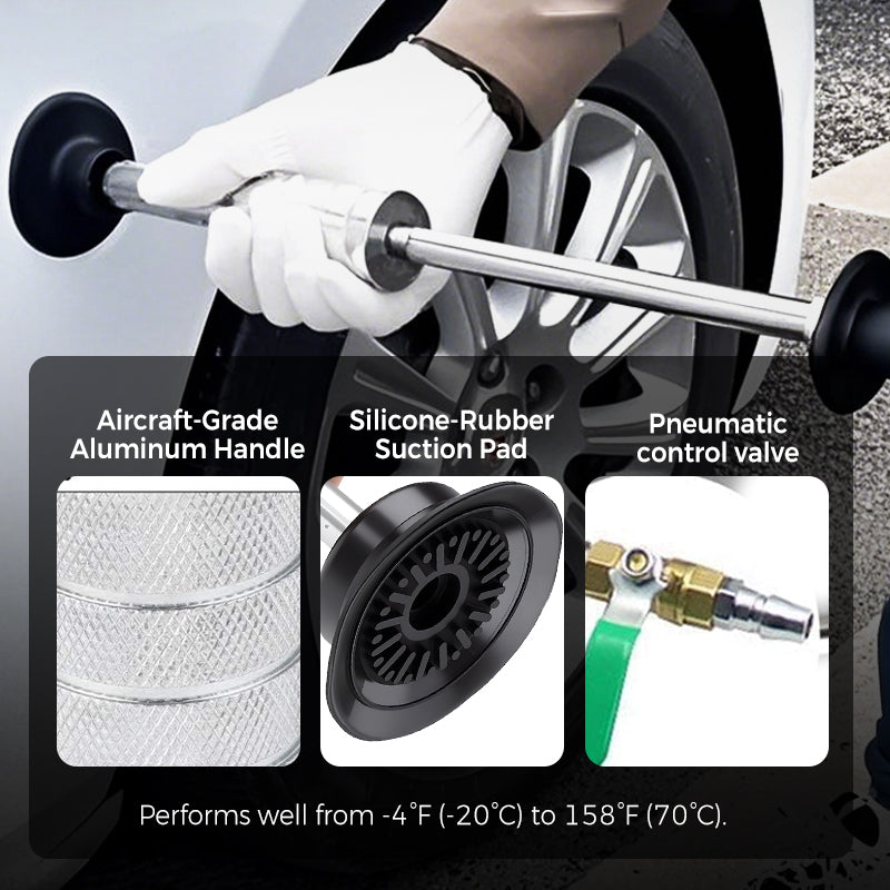 Arenzza Dent Repair Magic suction cup tool for auto body dent repair, designed for car accessories, shown in use on a vehicle.