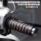 Arenzza non-slip soft silicone grip tape for motorcycle handlebars, shown wrapped around handlebar with textured surface.
