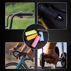 Arenzza non-slip soft silicone grip tape for motorcycle handlebars, shown wrapped around handlebars for secure grip and comfort.