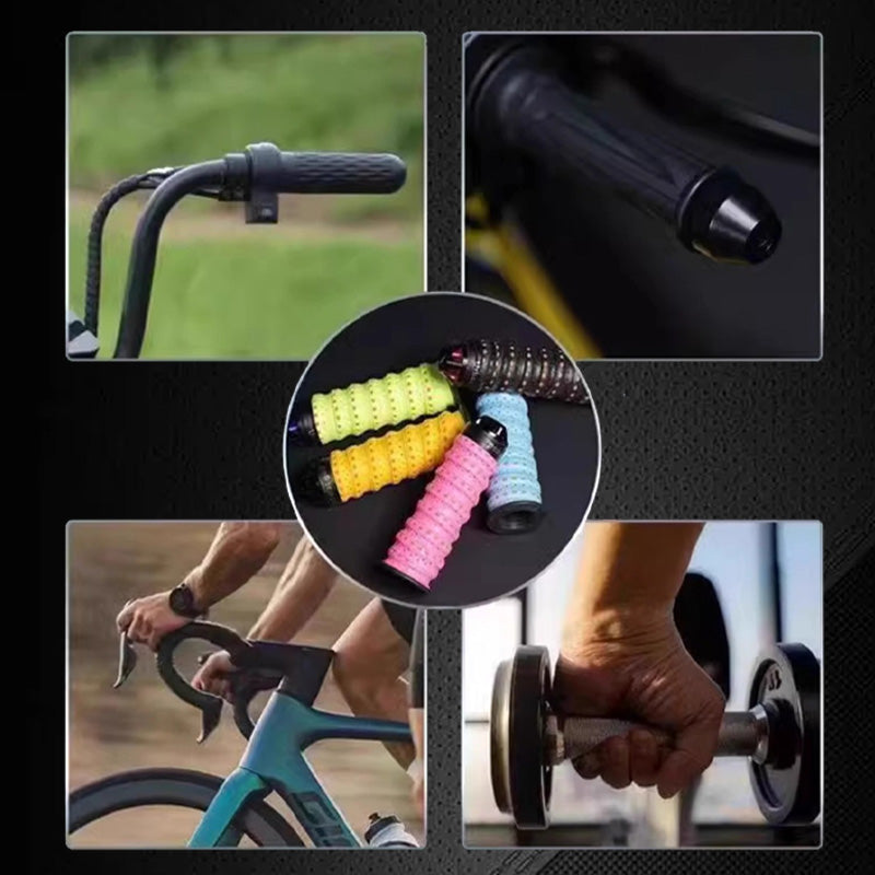Arenzza non-slip soft silicone grip tape for motorcycle handlebars, shown wrapped around handlebars for secure grip and comfort.