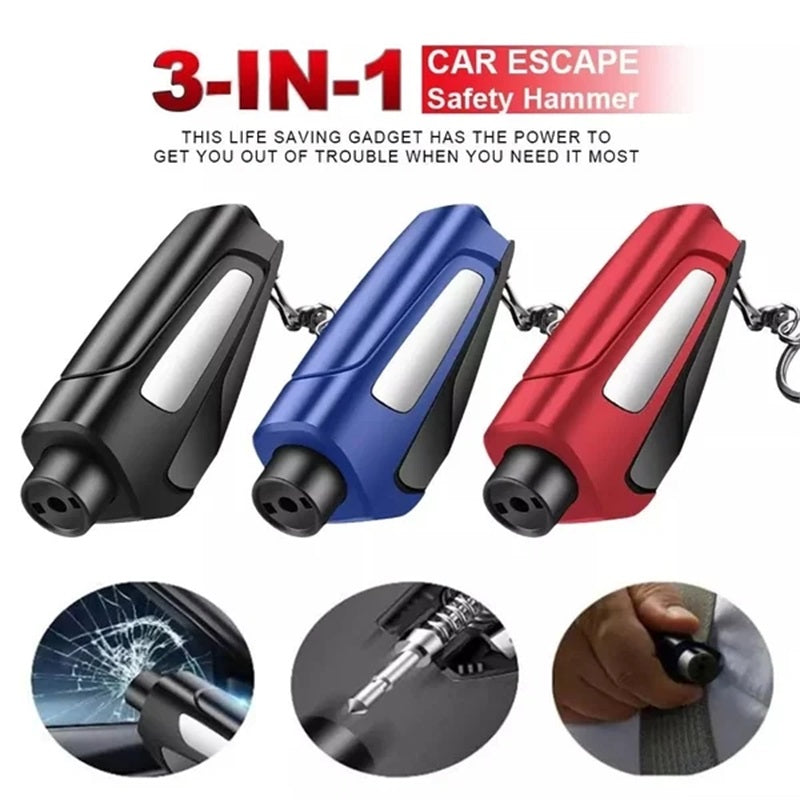 Arenzza 2-in-1 emergency window breaker and seatbelt cutter car accessory with compact metal design for safety.