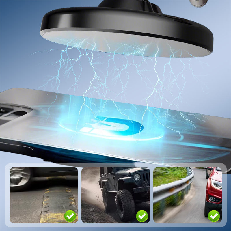 Arenzza 360° rotating magnetic phone holder for cars, showing the device attached to a car vent with a smartphone secured in place.