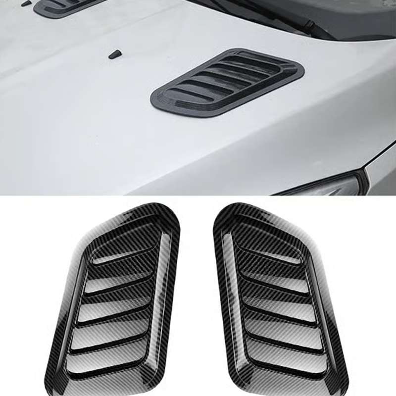 Arenzza universal car hood vent decoration installed on a vehicle, showcasing sleek design as a stylish car accessory.