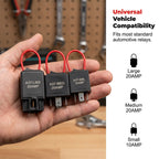 Arenzza automotive relay tester and bypass jumper set with testing tools and jumper wires for car electrical diagnostics.