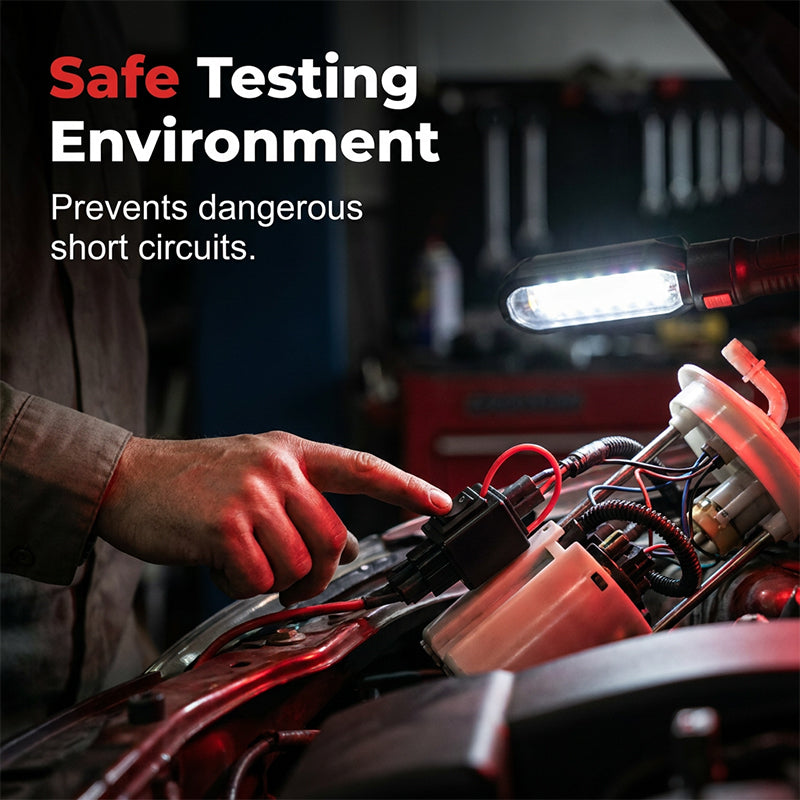 Arenzza automotive relay tester and bypass jumper set with testing tools and jumper cables for car relay diagnostics.