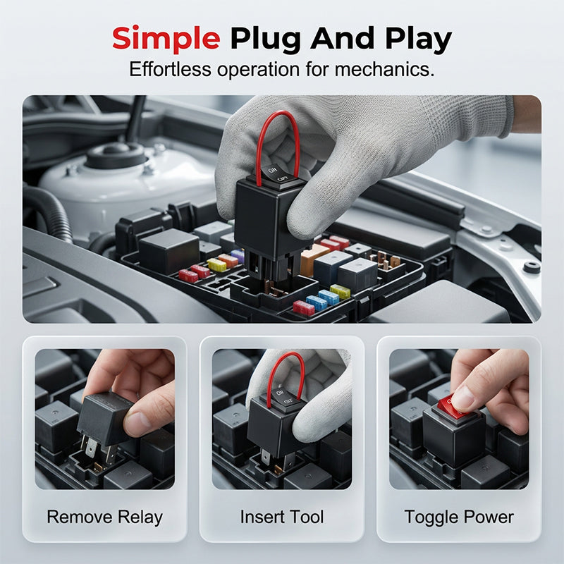 Arenzza automotive relay tester and bypass jumper set with testing tools and jumper wires for car electrical diagnostics.
