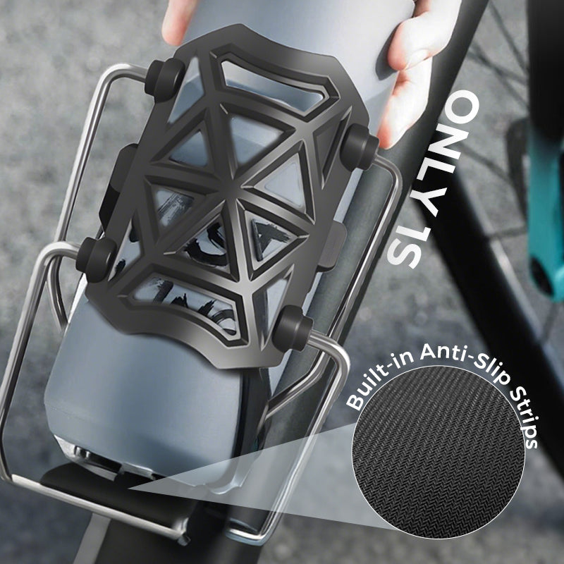 Arenzza adaptive cycling bottle holder for cars, shown mounted inside a vehicle, designed to securely hold bottles during drives.