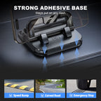 Arenzza 360° rotating foldable phone holder with anti-slip base, suitable for desk, car, and travel use, showing its adjustable design.