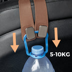 Arenzza durable car seat headrest hook storage organizer attached to a car headrest, holding bags and personal items.