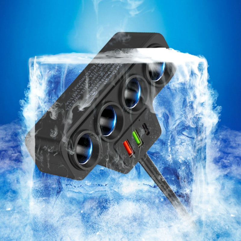 Arenzza 7-in-1 cigarette lighter car adapter with multiple USB ports and charging outlets, ideal for vehicle accessories.