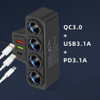 Arenzza 7-in-1 cigarette lighter adapter for cars, featuring multiple USB ports and power outlets for vehicle accessories.