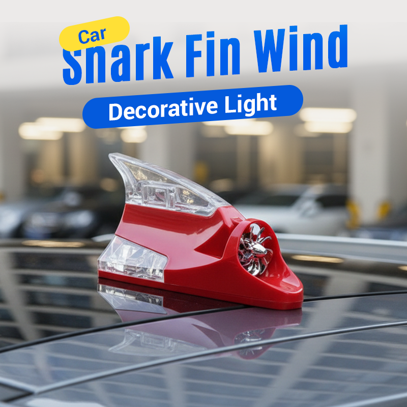 Arenzza car shark fin wind decorative light, a sleek black roof accessory for vehicle customization and stylish flair.
