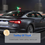 Arenzza car shark fin wind decorative light with illuminated LED design installed on vehicle roof for stylish car accessories.