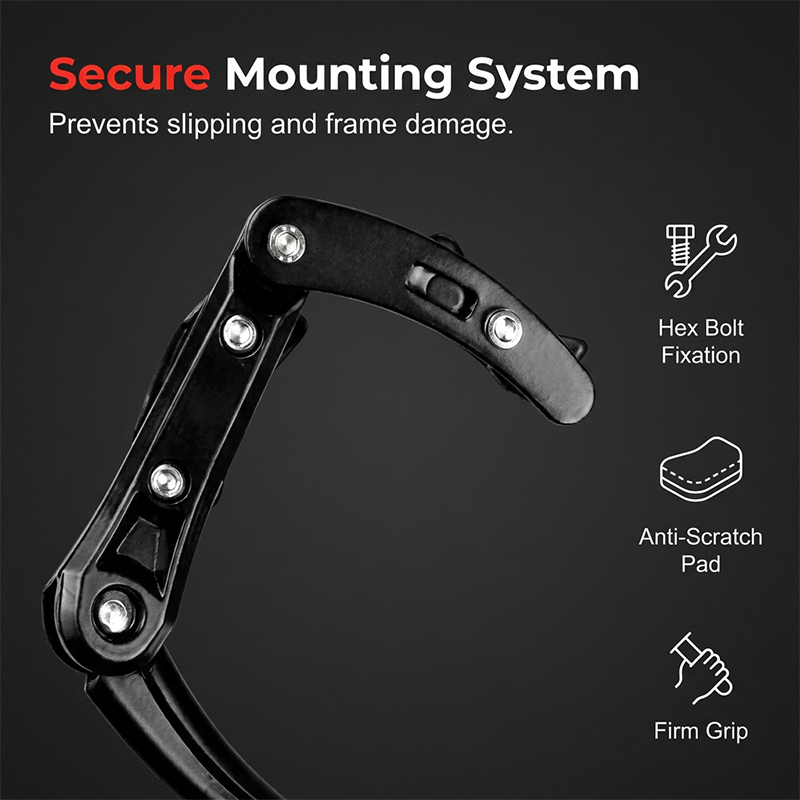 Arenzza universal adjustable aluminum alloy bicycle side stand, lightweight and sturdy, attached to a bicycle for stable parking.