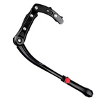 Arenzza universal adjustable aluminum alloy bicycle side stand attached to a bike, showcasing lightweight and sturdy design in black.