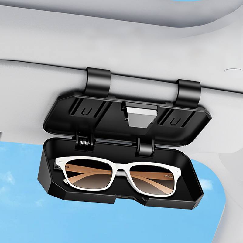 Arenzza car sunglasses storage box with compartments for organizing sunglasses and small accessories in a vehicle interior.