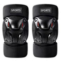 Arenzza motorcycle knee and elbow protector set with padded armor for safety, shown in black with adjustable straps.