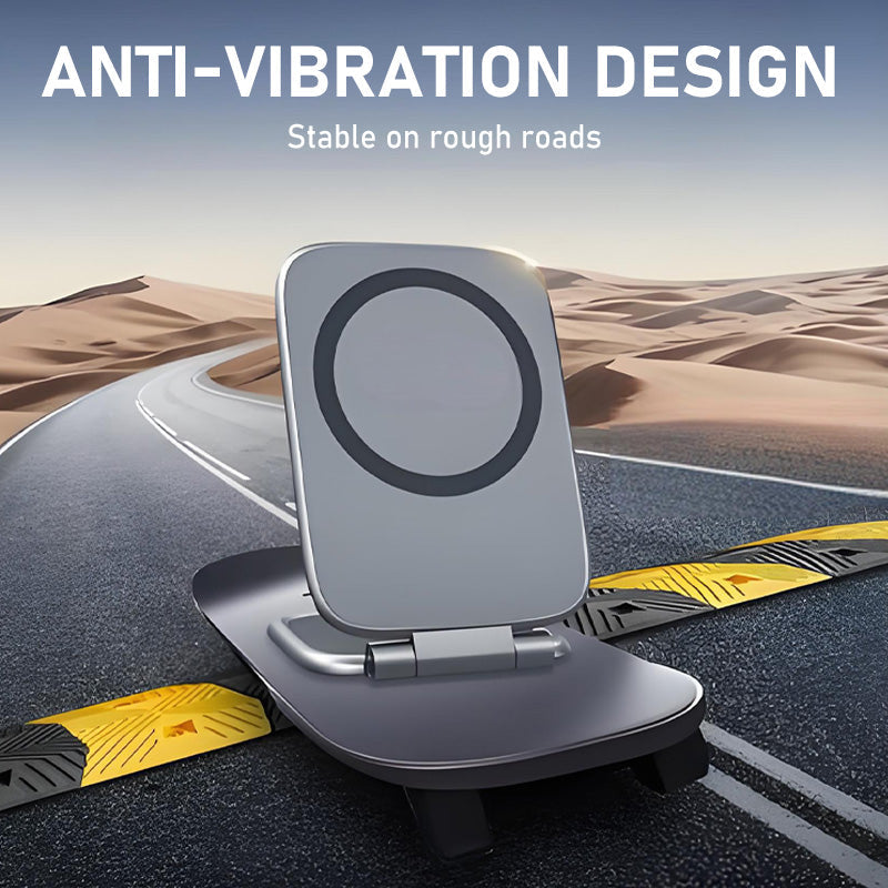 Arenzza magnetic strong-hold phone mount for cars, showcasing the sleek black design attached to a vehicle dashboard.